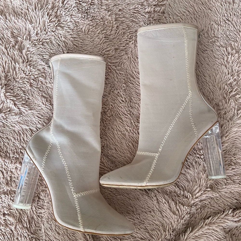 Ego official mesh clear heel booties